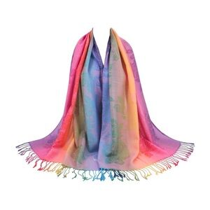 Pashmina Scarf For Women Silk Satin Rainbow Scarf Multicolored Travel Wrap new